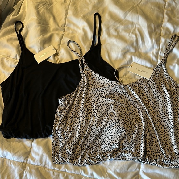 Z Supply Tank Tops - set of 2- Black and Leopard Print - Picture 1 of 1